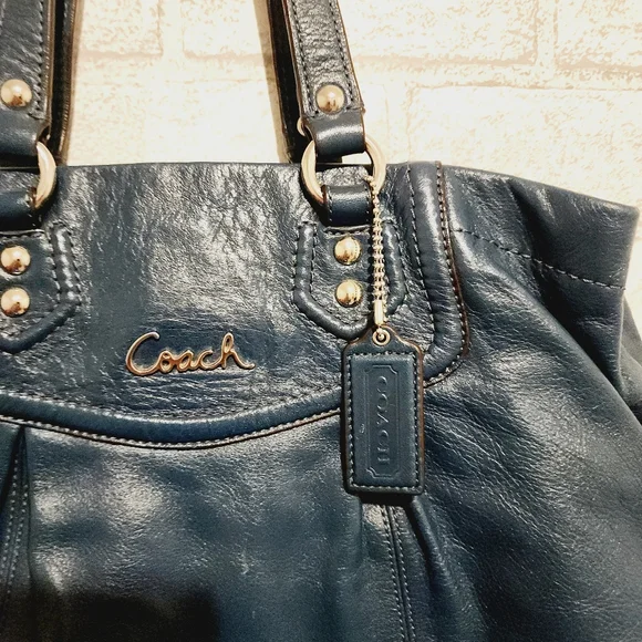 Coach Dark Teal Leather Tote - Picture 10 of 10